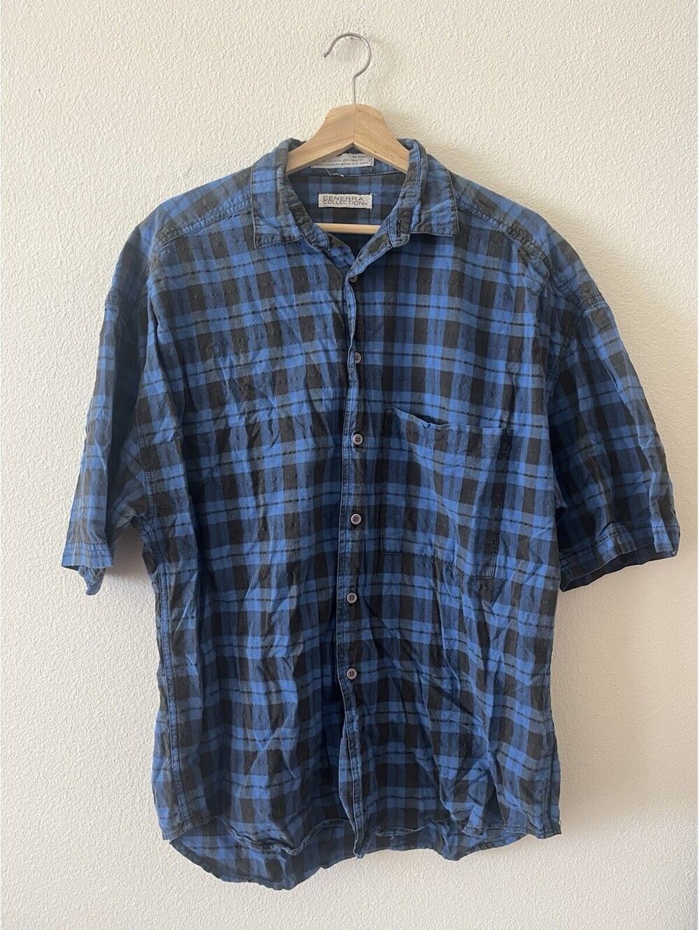 VTG Generra Collection Cotton Rayon Plaid Button Up⁠